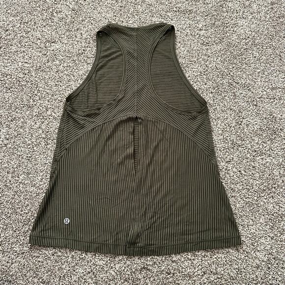 Lululemon army green sheer striped tank top - Picture 7 of 11